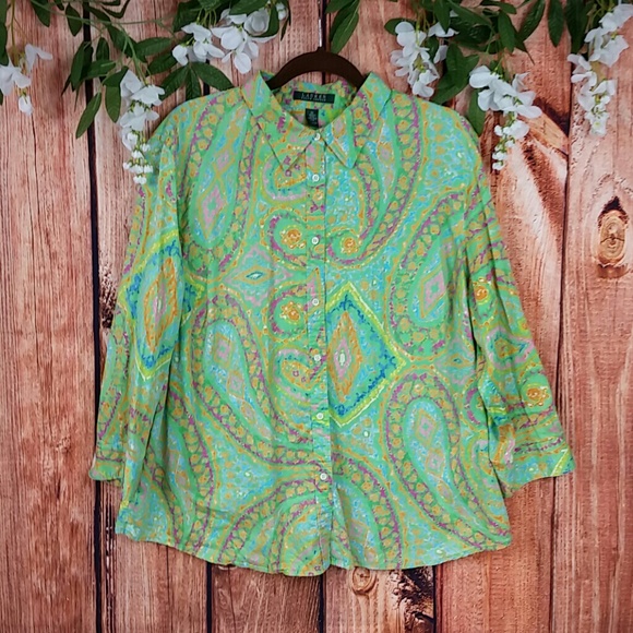 Lauren Ralph Lauren Tops - 🌞 Lauren Ralph Lauren Multicolor Button Up Shirt